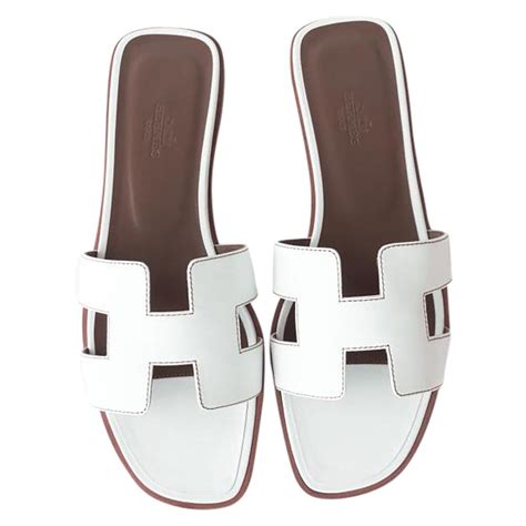 white hermes oran sandals